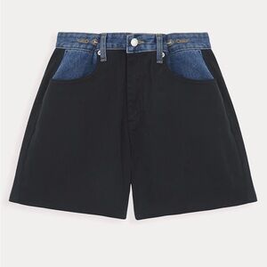 The Frankie Shop Contrast Hayla Shorts Black and Blue
